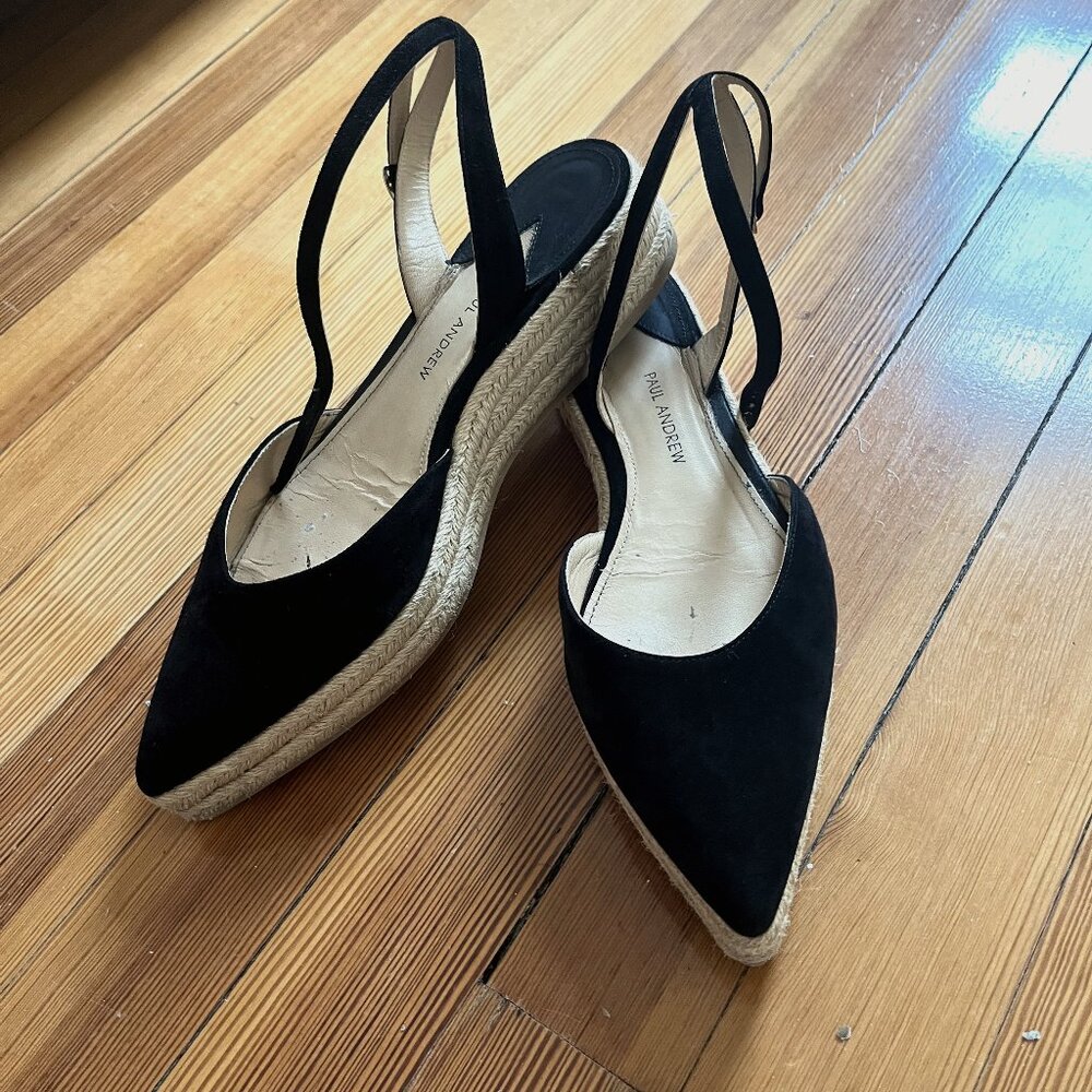 Paul Andrew Black Suede Espadrille Flats